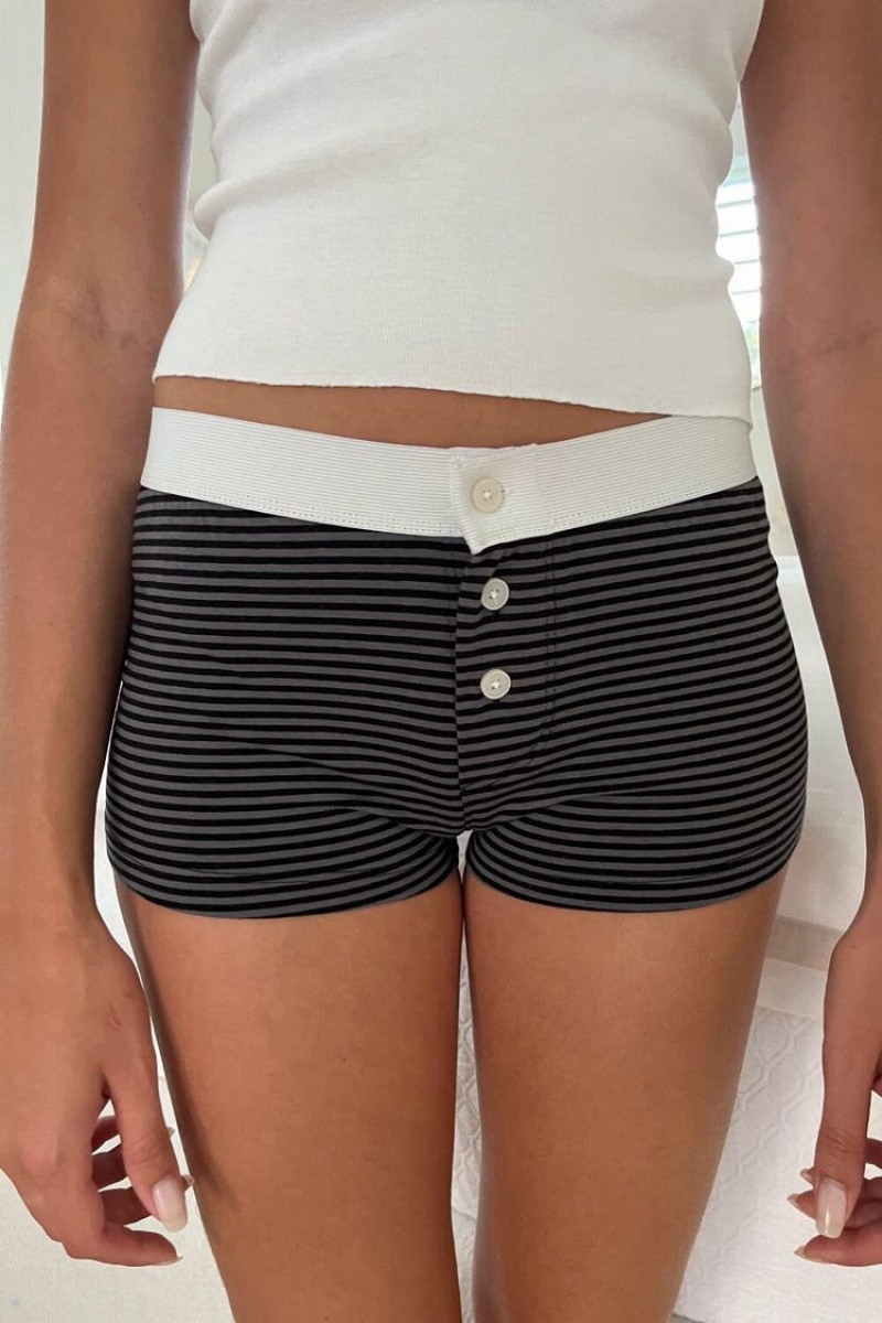 Sous Vêtement Brandy Melville Boy Corta Stripe Noir Grise | PAL-53772336